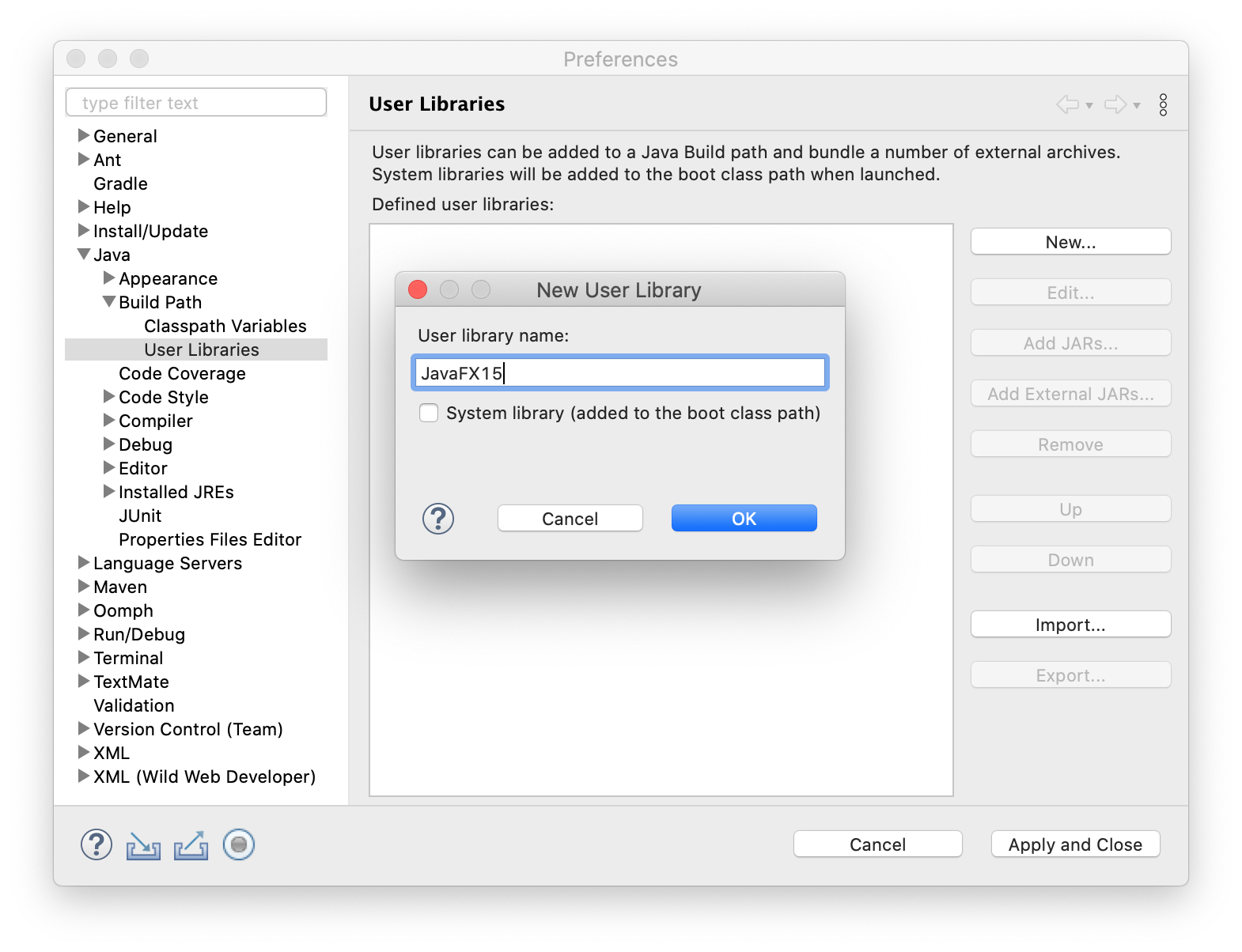 setting environment variable for eclipse mac
